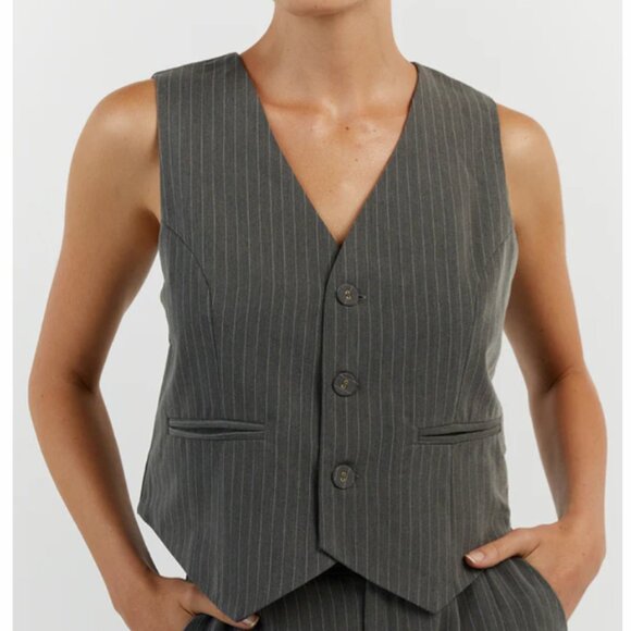 NWT Dissh Diego Grey Pinstripe Vest - Picture 1 of 6